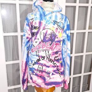 Offbeat Womens Remix Infinite Embroidered Tie‎ Dye Hoodie Medium